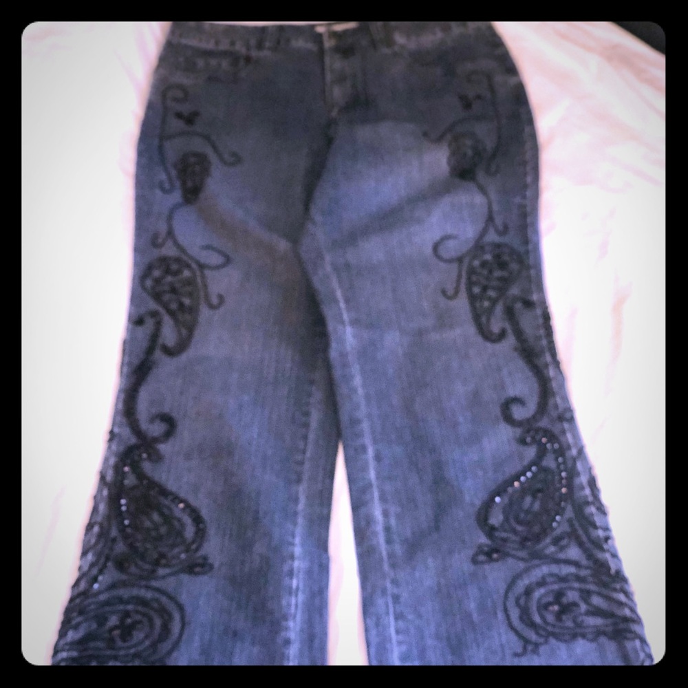 Cold water Creek Beaded Blue Jeans